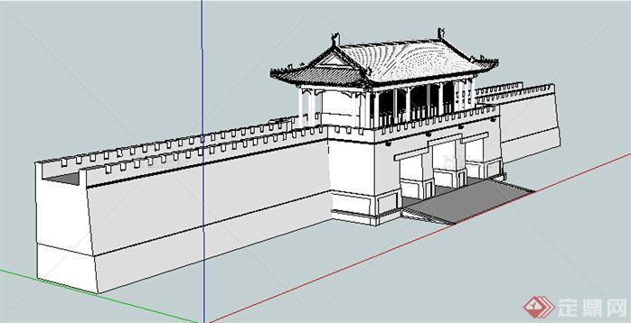 某古典中式城门设计方案su模型[原创]