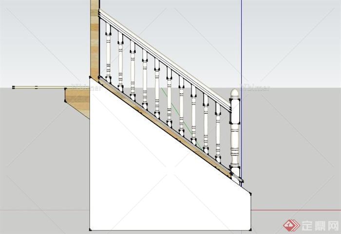 欧式木制楼梯设计SU模型[原创]
