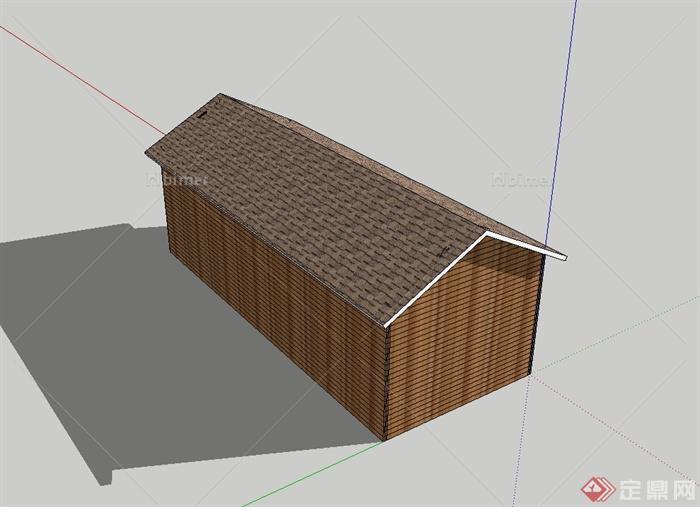现代中式风格木屋建筑设计su模型[原创]
