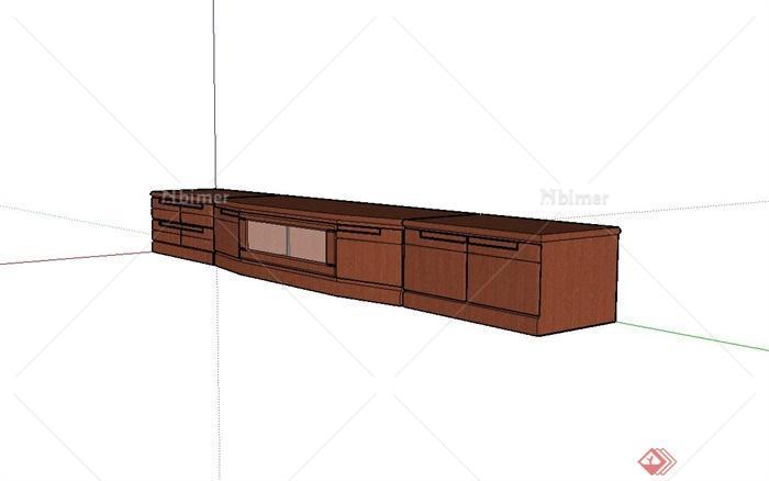 现代室内木质电视柜设计su模型