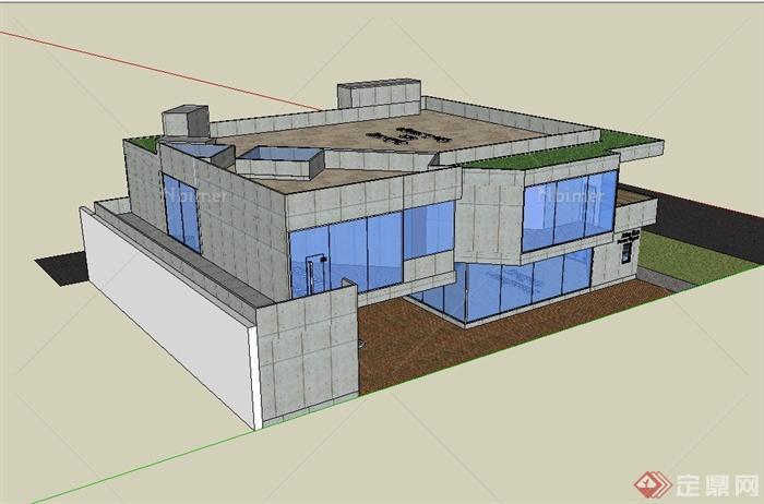 现代风格私人办公建筑楼设计su模型[原创]