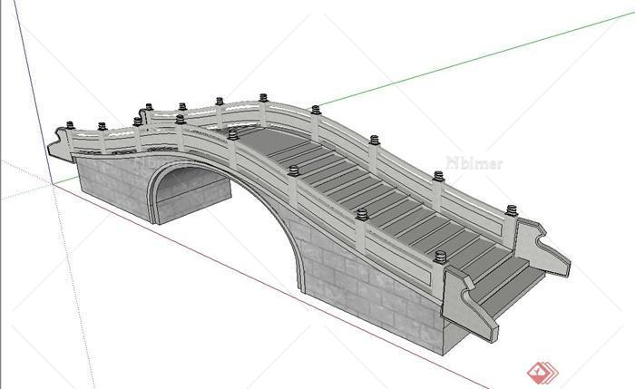 某古典中式石拱桥设计su模型