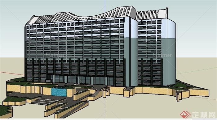 某现代小高层办公楼建筑SU模型