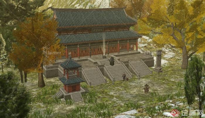 古典中式山林寺庙建筑设计su模型[原创]