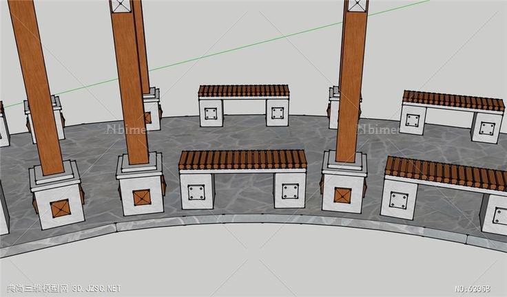 景观花架亭组合SketchUp模型