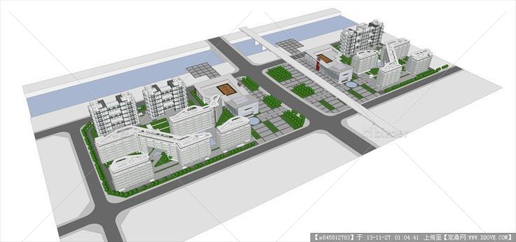 办公、居住综合区规划方案su模型