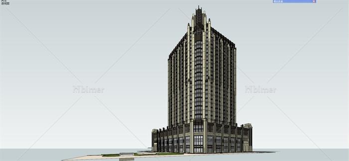 新古典风格高层酒店设计su建筑模型[原创]