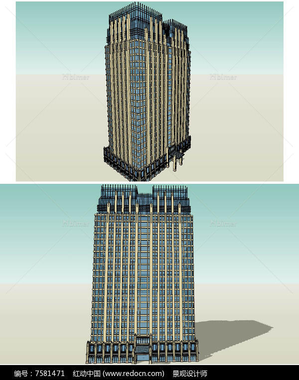 新古典办公楼建筑草图大师SU模型