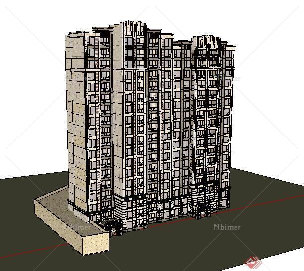 某市居住区高层住宅建筑SU模型参考