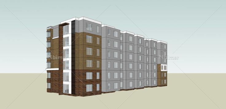 现代多层住宅楼(36316)su模型下载