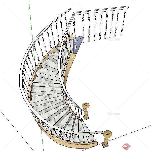 某欧式旋转楼梯设计SU模型