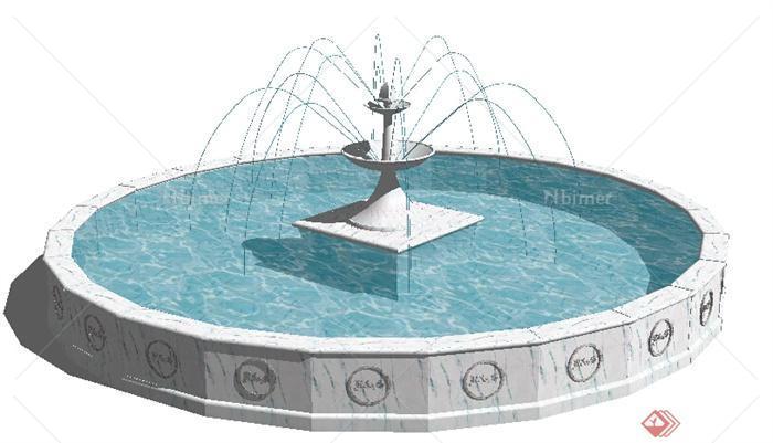 园林景观之喷泉水景设计SU模型7