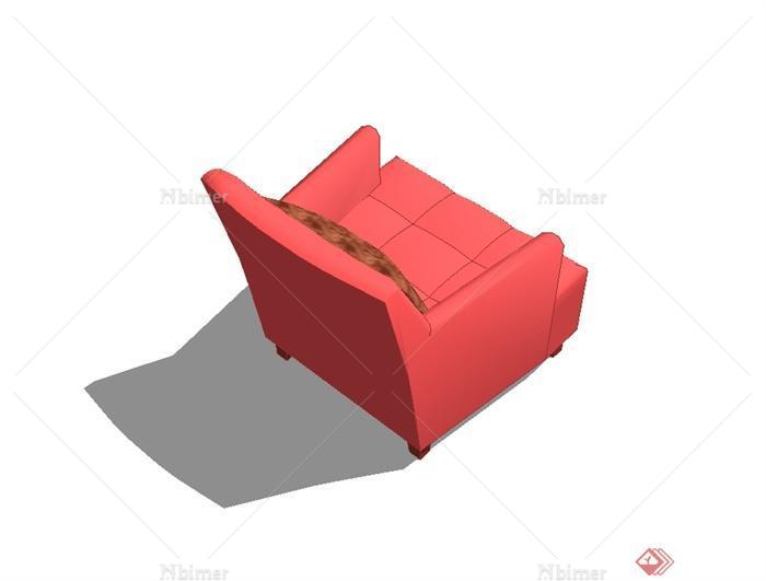 某现代风格详细精致红色沙发设计SU模型[原创]