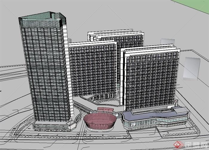 广州南沙某综合体建筑设计SU模型