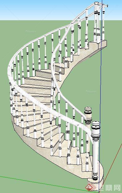 欧式风格旋转楼梯su模型