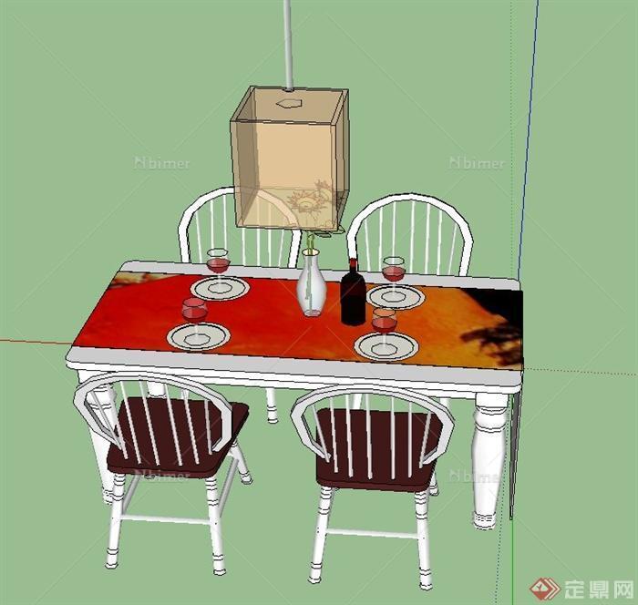 现代简约风格四人餐桌椅设计SU模型