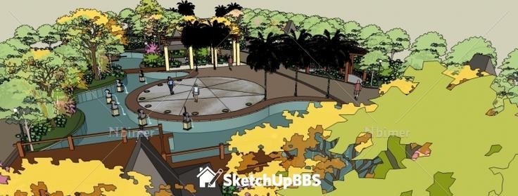 常见的一个小区景观设计方案多图欣赏带SketchUp