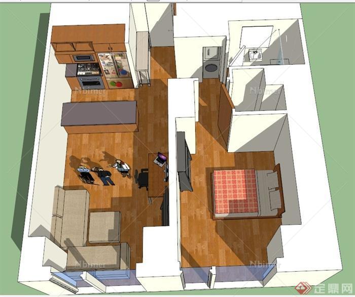 一室一厅住宅装饰设计3DMAX模型