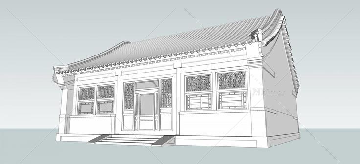 中式单层厢房(49160)su模型下载