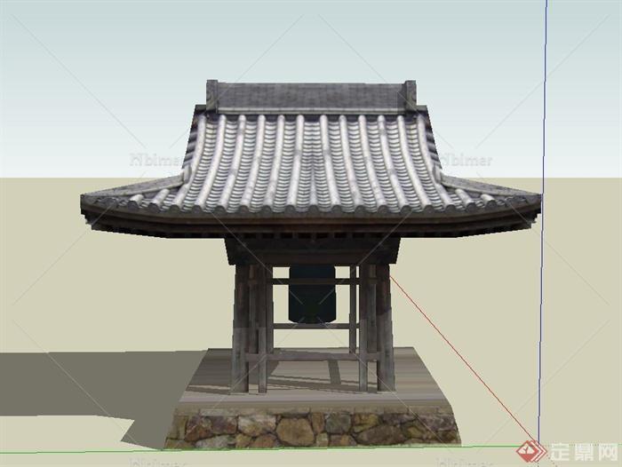 古典中式钟塔建筑设计SU模型