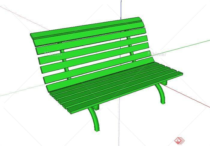某园林景观室外绿色坐凳SU模型