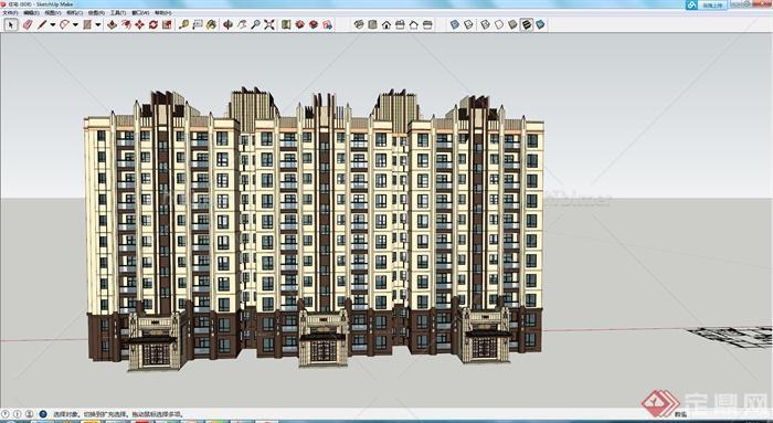 联排居住高层住宅建筑设计SU模型
