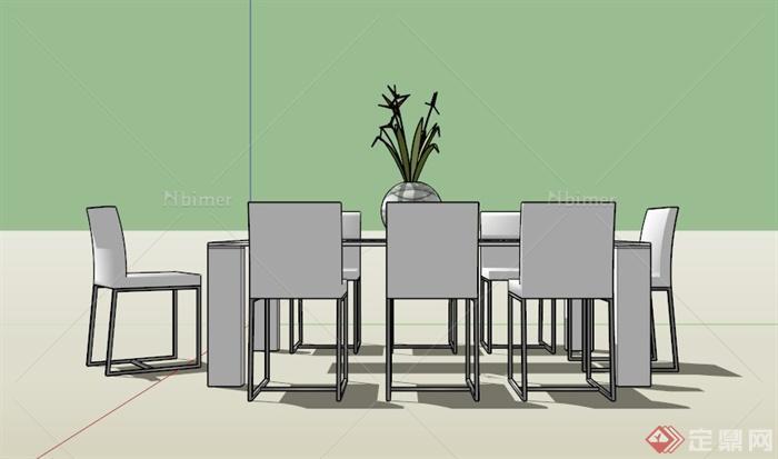 现代精美八人餐桌设计SU模型[原创]