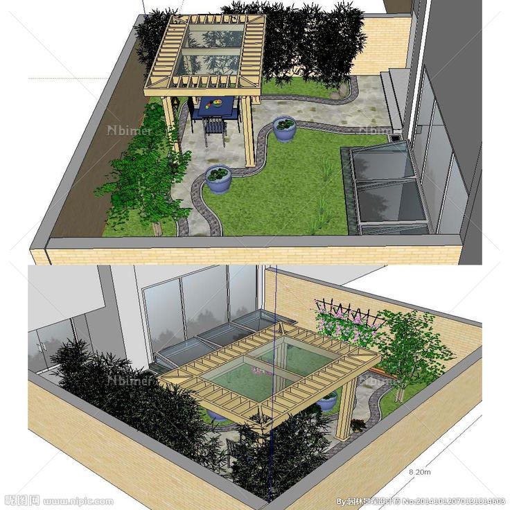 sketchup花园景观模型图片
