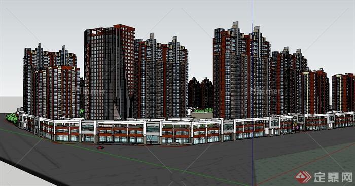 某现代风格完整的住宅小区景观及建筑设计su模型