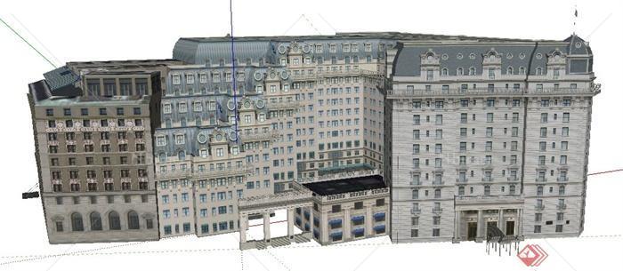 欧式风格星级酒店建筑设计SU模型