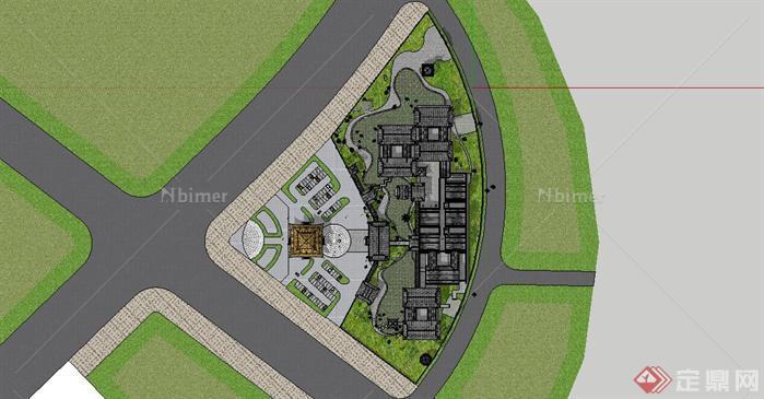 小岛古建会所建筑规划设计方案sketchup模型