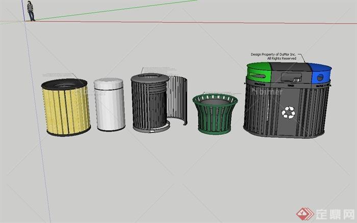 五种不同造型的垃圾箱设计SU模型[原创]