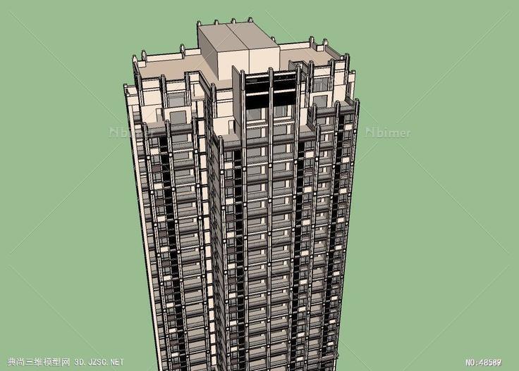 一梯八户高层住宅 su模型 3d