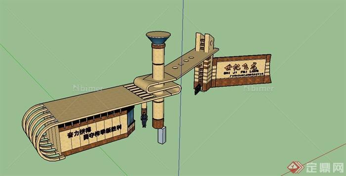现代某公司入大门设计SU模型