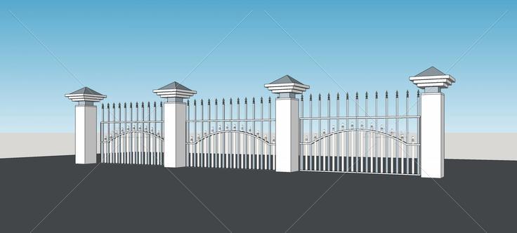 围墙护栏(77681)su模型下载