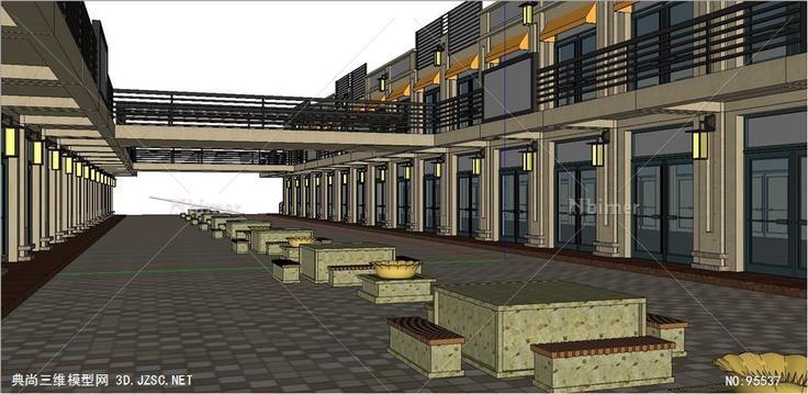 SU模型商业街A28商业街的SketchUp