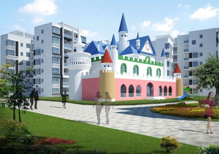 某城堡幼儿园建筑设计方案su模型[原创]