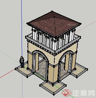 园林景观之欧式景观亭设计su模型12