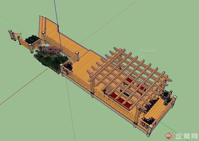 园林景观之现代廊架设计方案su模型12