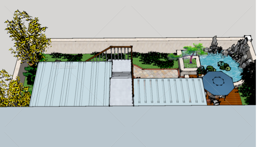 帮朋友做的一个屋顶花园景观设计方案带SketchUp