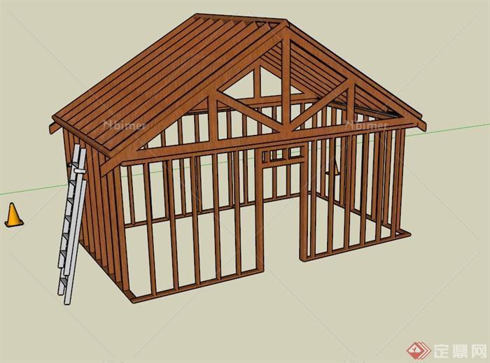 木棚房建筑设计SU模型