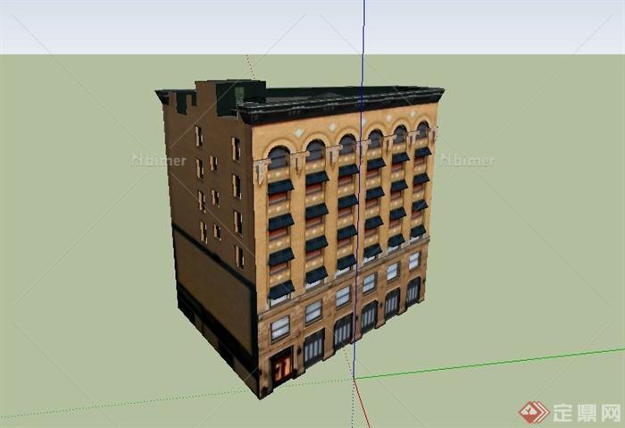 某欧式熨斗形七层住宅建筑设计SU模型