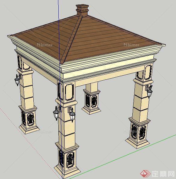 某新古典风格景观凉亭设计su模型
