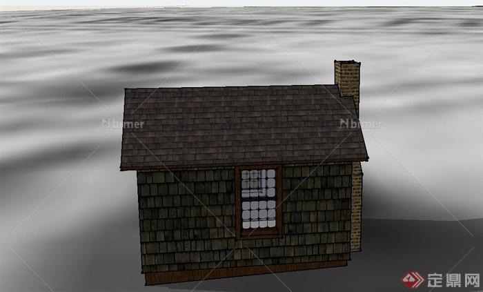 某乡村单层砖砌住宅小屋建筑设计SU模型