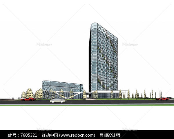 三角办公楼建筑草图大师SU模型