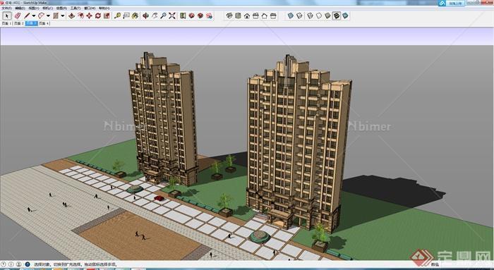 某地区一居住区住宅建筑SU模型