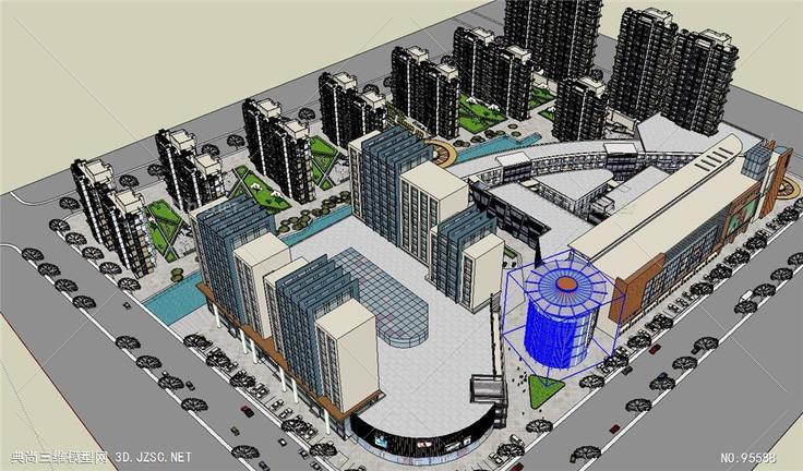 商业街概念设计SketchUp方案制作模型