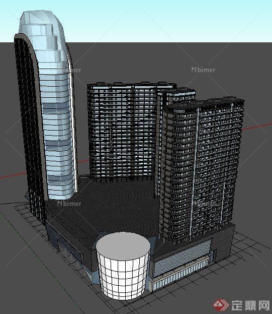 某现代风格大厦建筑（办公楼、酒店、商业综合体