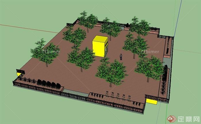 某现代屋顶花园景观设计SU模型