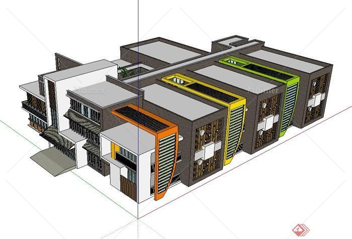 一栋幼儿园教学楼建筑设计SU模型